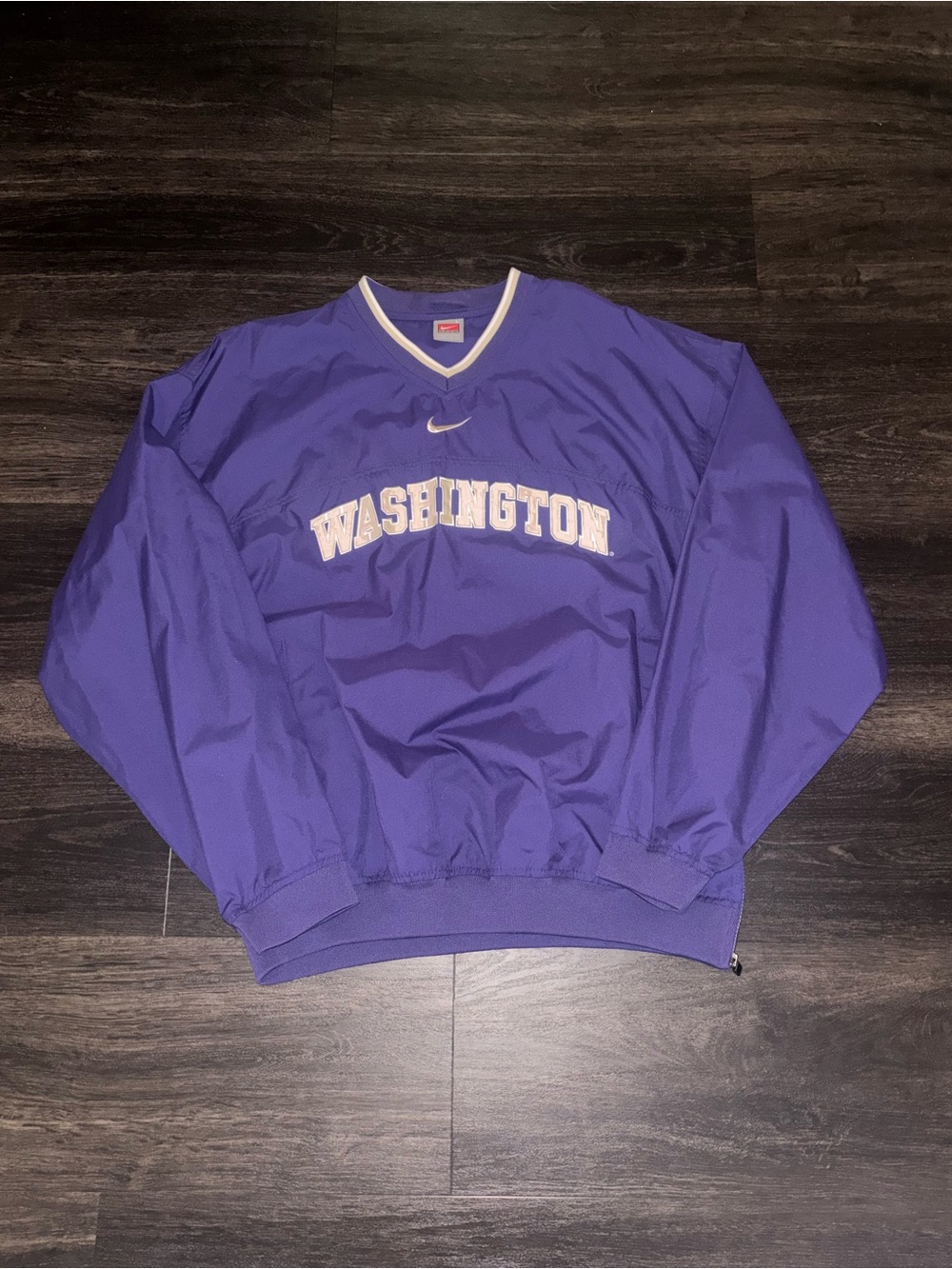 Vintage Nike Washington Huskies Pullover Jacket Center Swoosh Mens L Purple Y2K